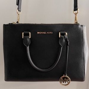 Michael Kors bag, black with long crossbody strap or carrying handles